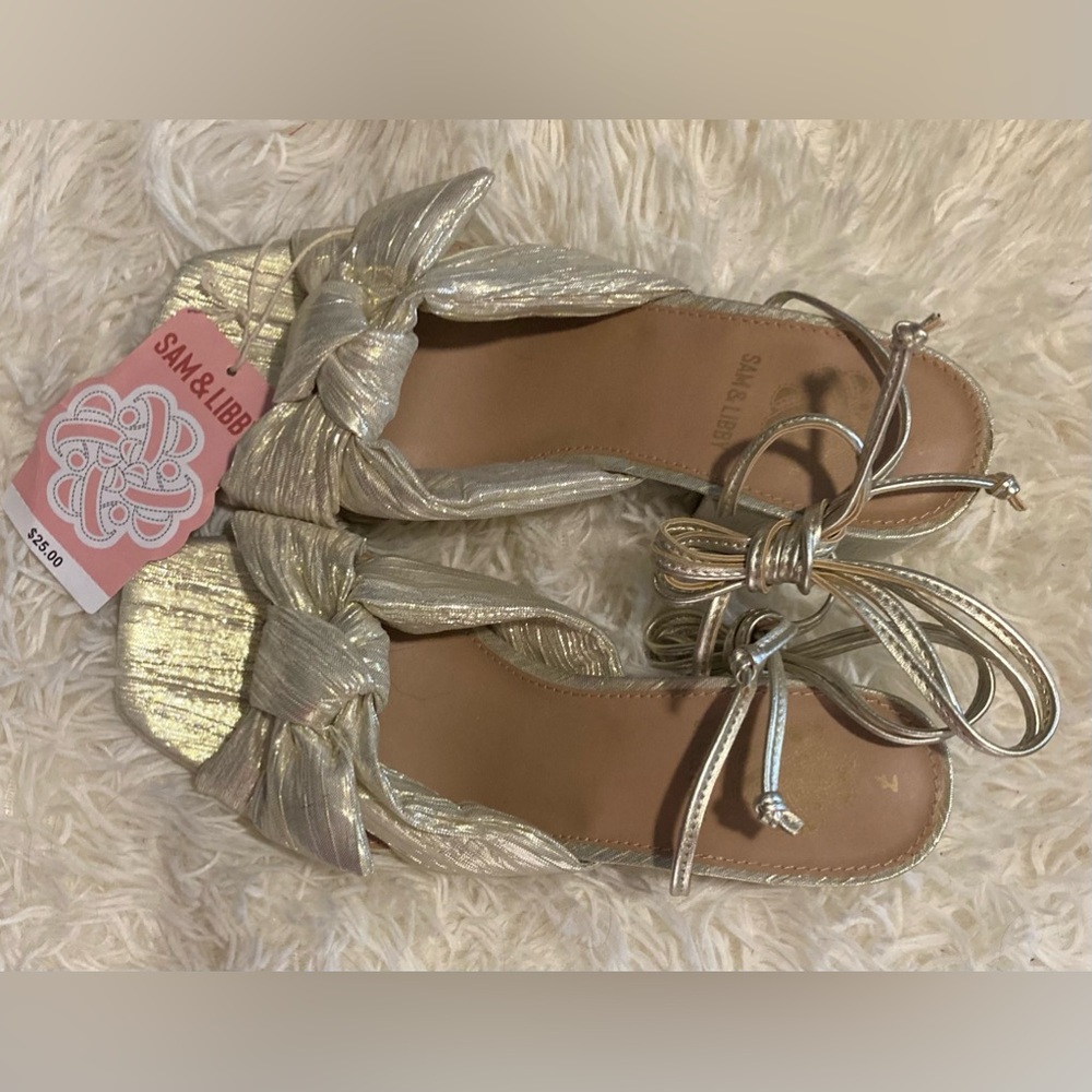 KLARA Gold Ankle Wrap Sandals